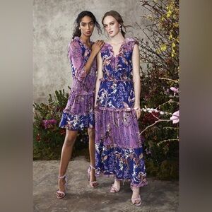 MARCHESA NOTTE Floral Chiffon Dress